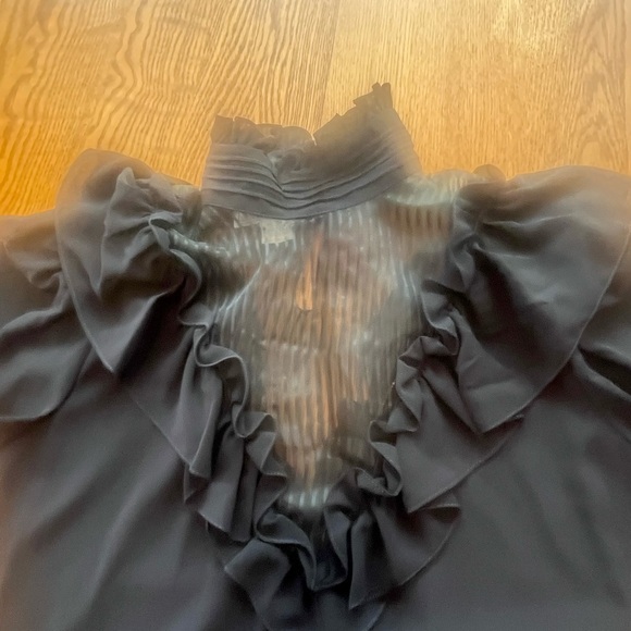 Vintage 80’s Black Frilly Ruffle Sheer Marie Claire CA Dress 9/10 Fairy Goth - Picture 12 of 16